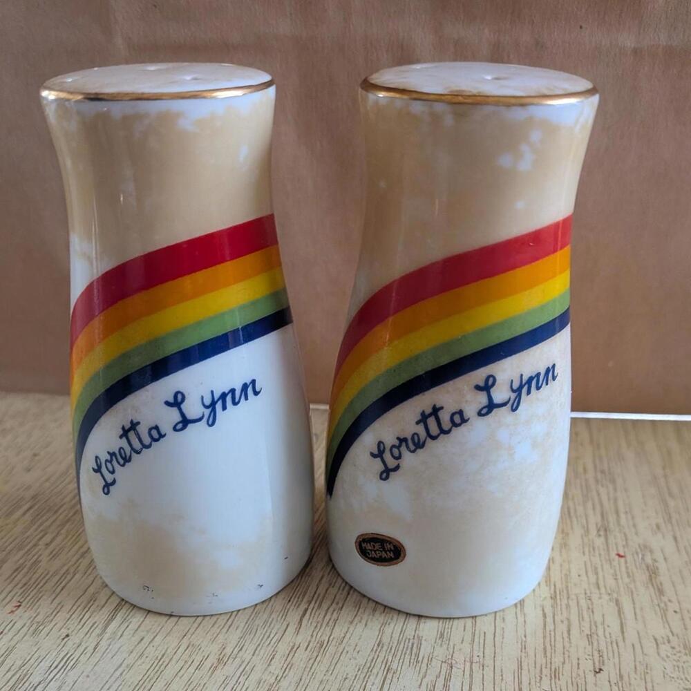1970s-1980s Loretta Lynn Rainbow Ceramic Salt And Pepper Shakers